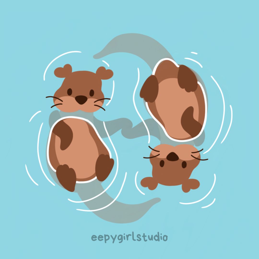 Otterly in Love 🦦 4x4 Art Print