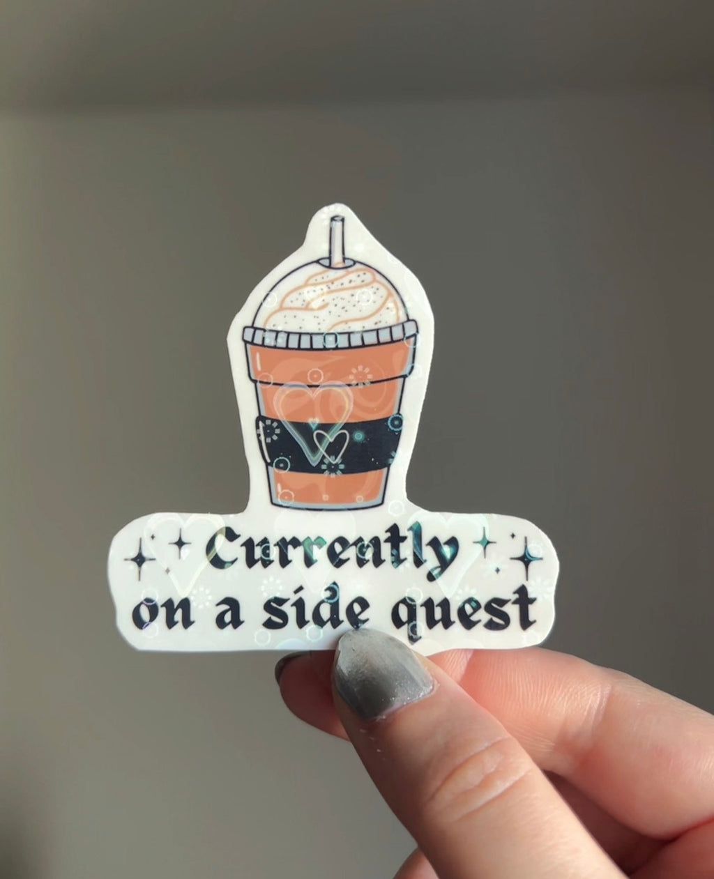 Currently on a Side Quest • Holographic Sticker