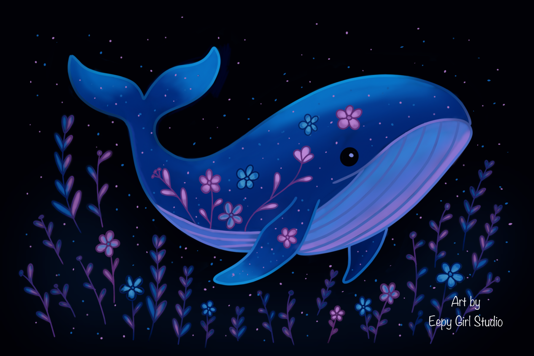 Nightbloom Whale 🐋🌸 Art Print