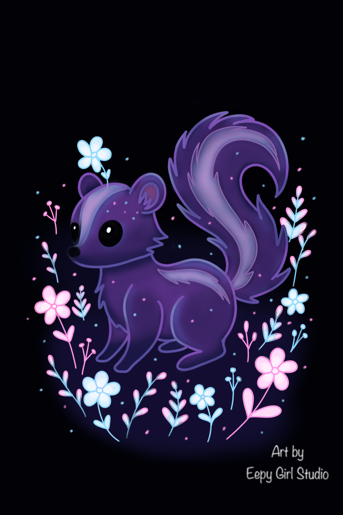 Nightbloom Skunk 🦨🌸 Art Print