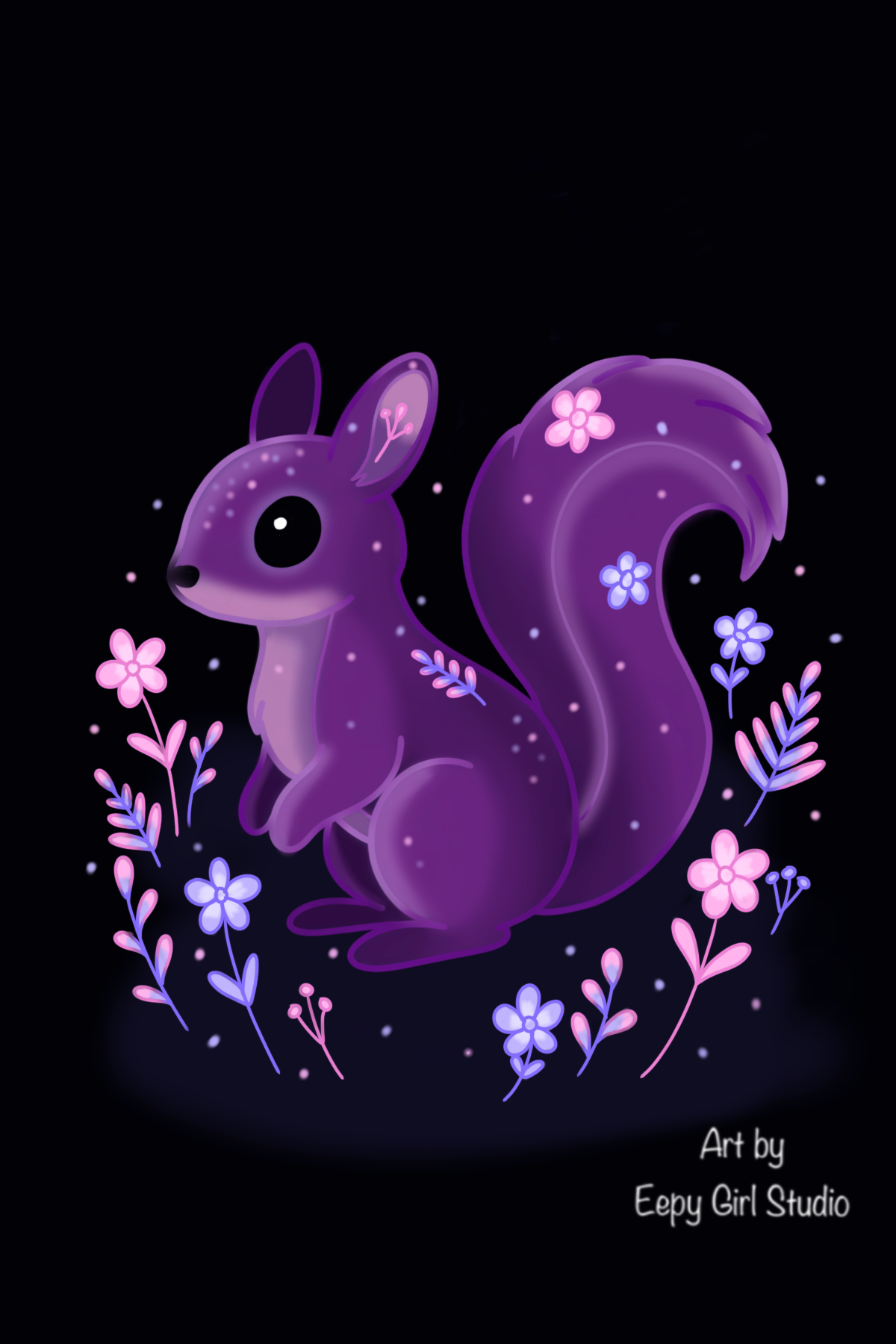 Nightbloom Squirrel 🐿️🌸 Art Print