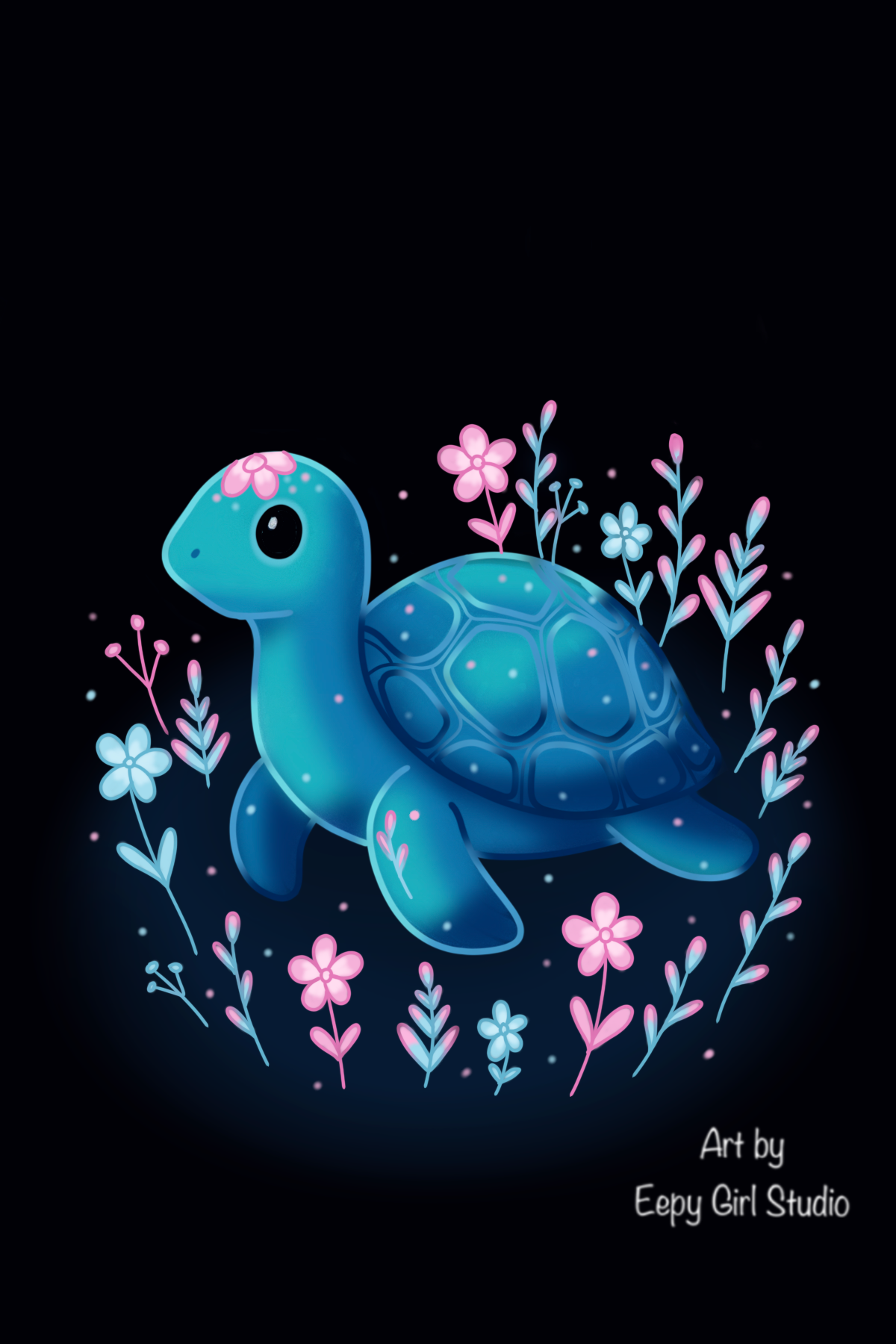 Nightbloom Turtle 🐢🌸 Art Print