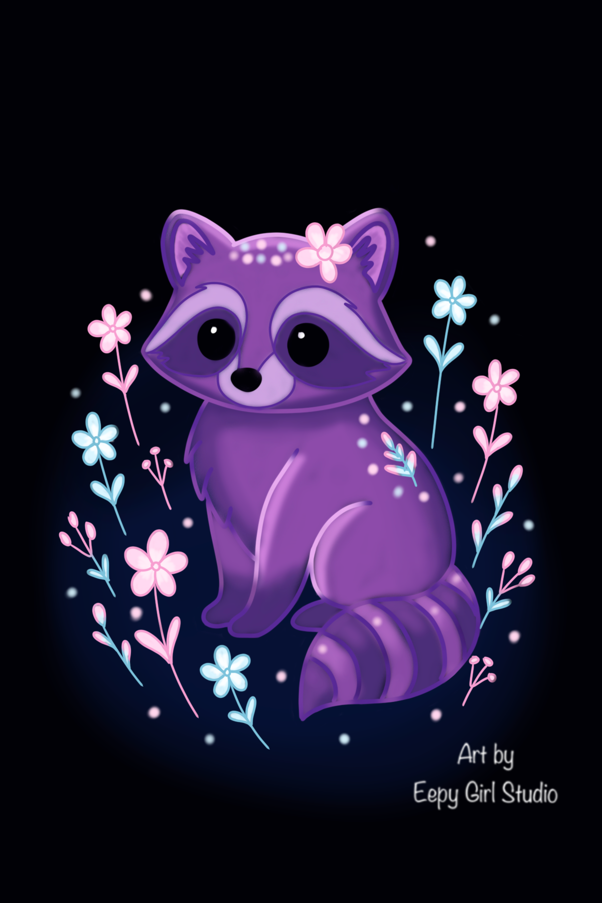 Nightbloom Raccoon 🦝🌸 Art Print