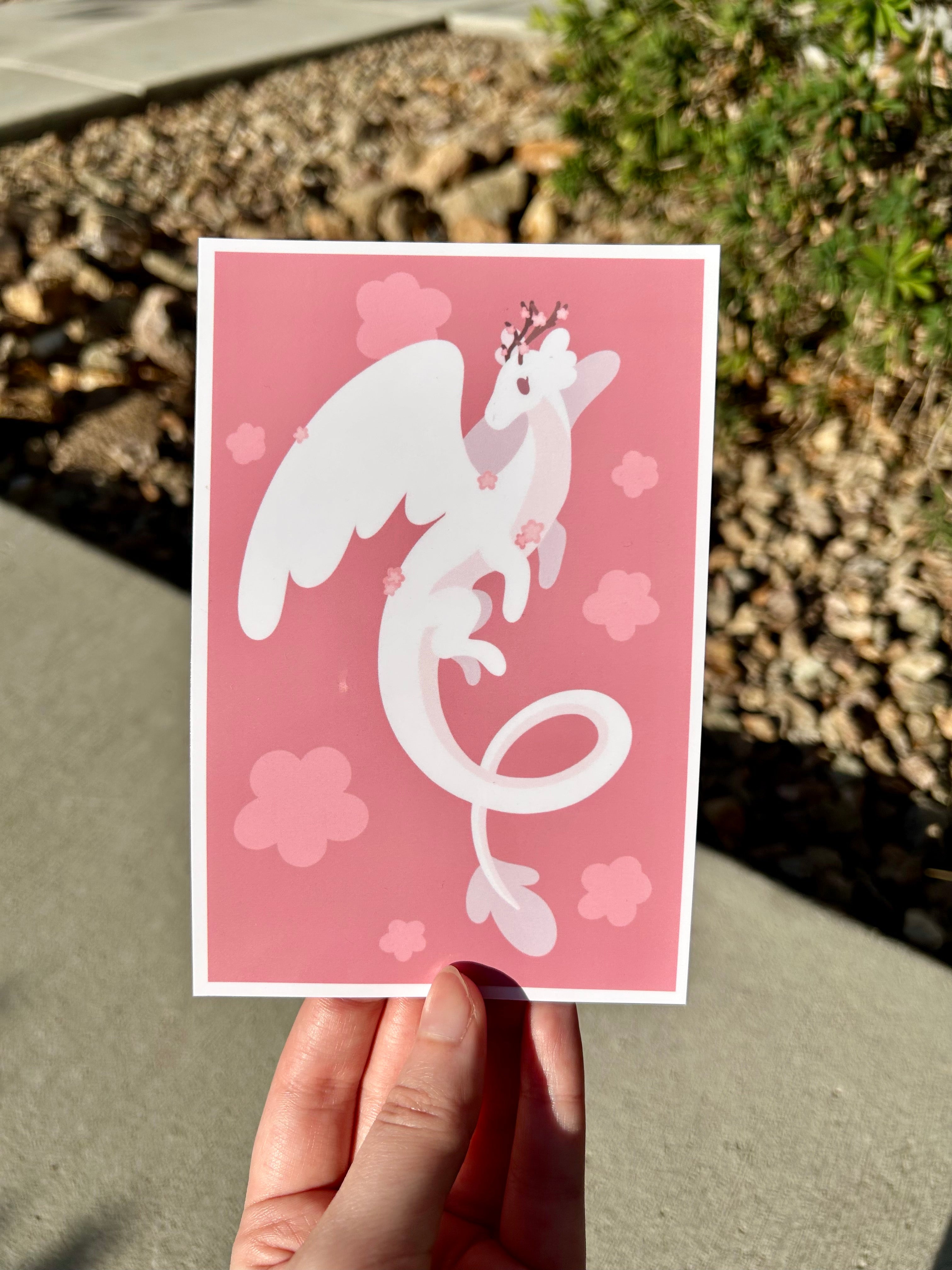 Sakura Dragon 🌸 Whimsical Art Print