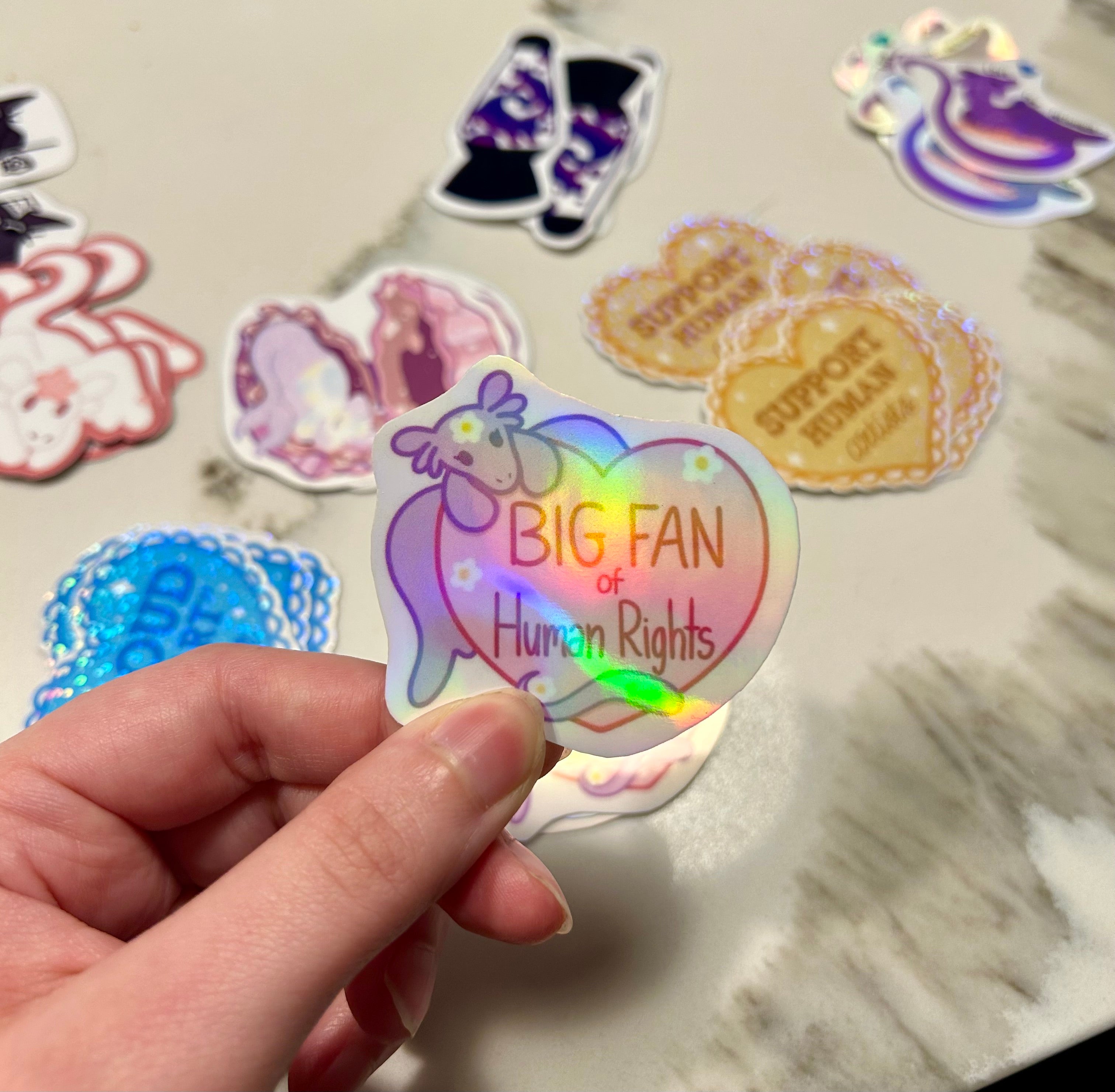 Big Fan of Human Rights 💓 Holographic Sticker