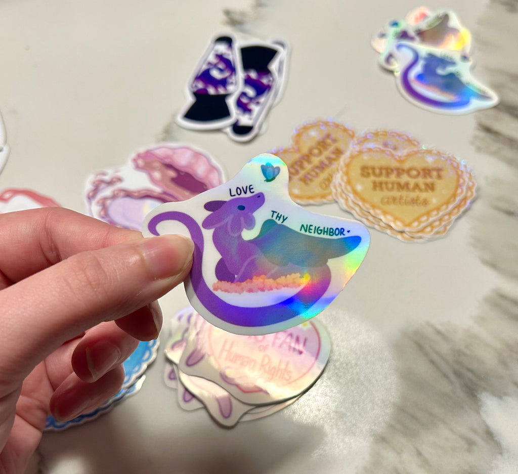 Love Thy Neighbor 💘 Holographic Sticker