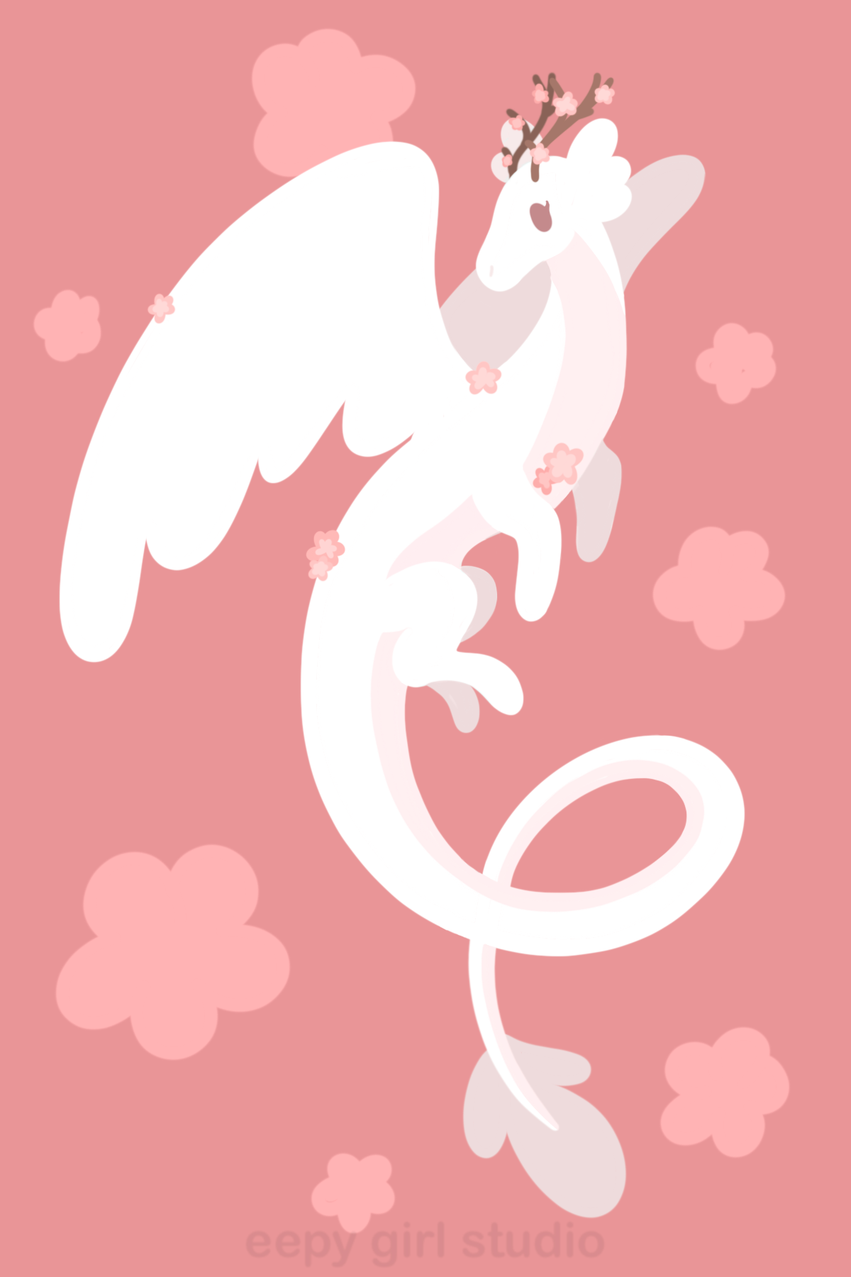 Cherry Blossom Dragon 🌸 Whimsical Art Print