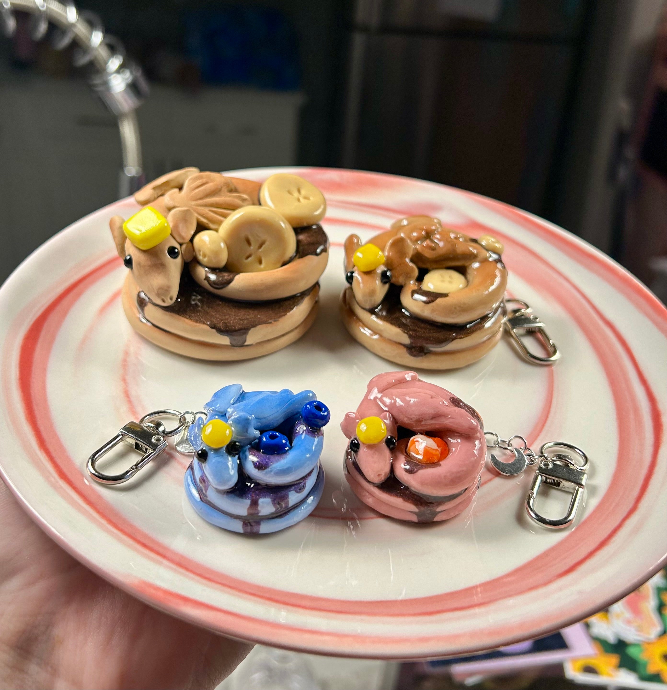 Strawberry Pancake Dragon Mini Keychain