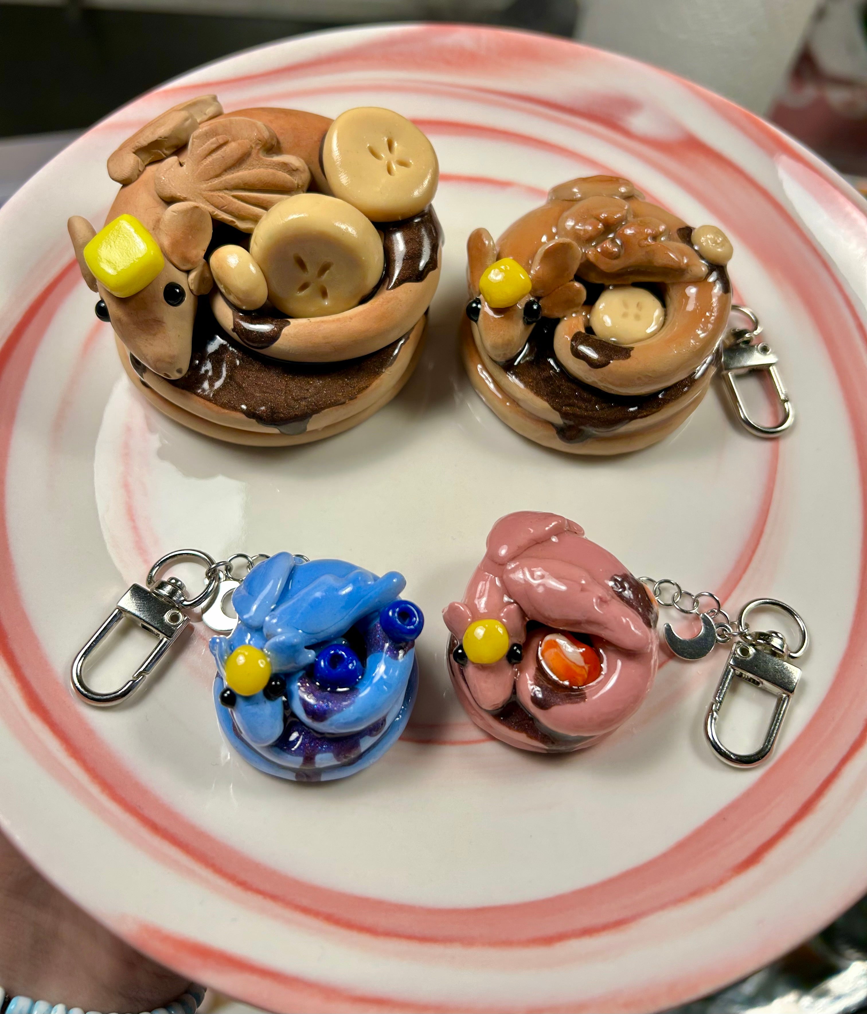 Strawberry Pancake Dragon Mini Keychain