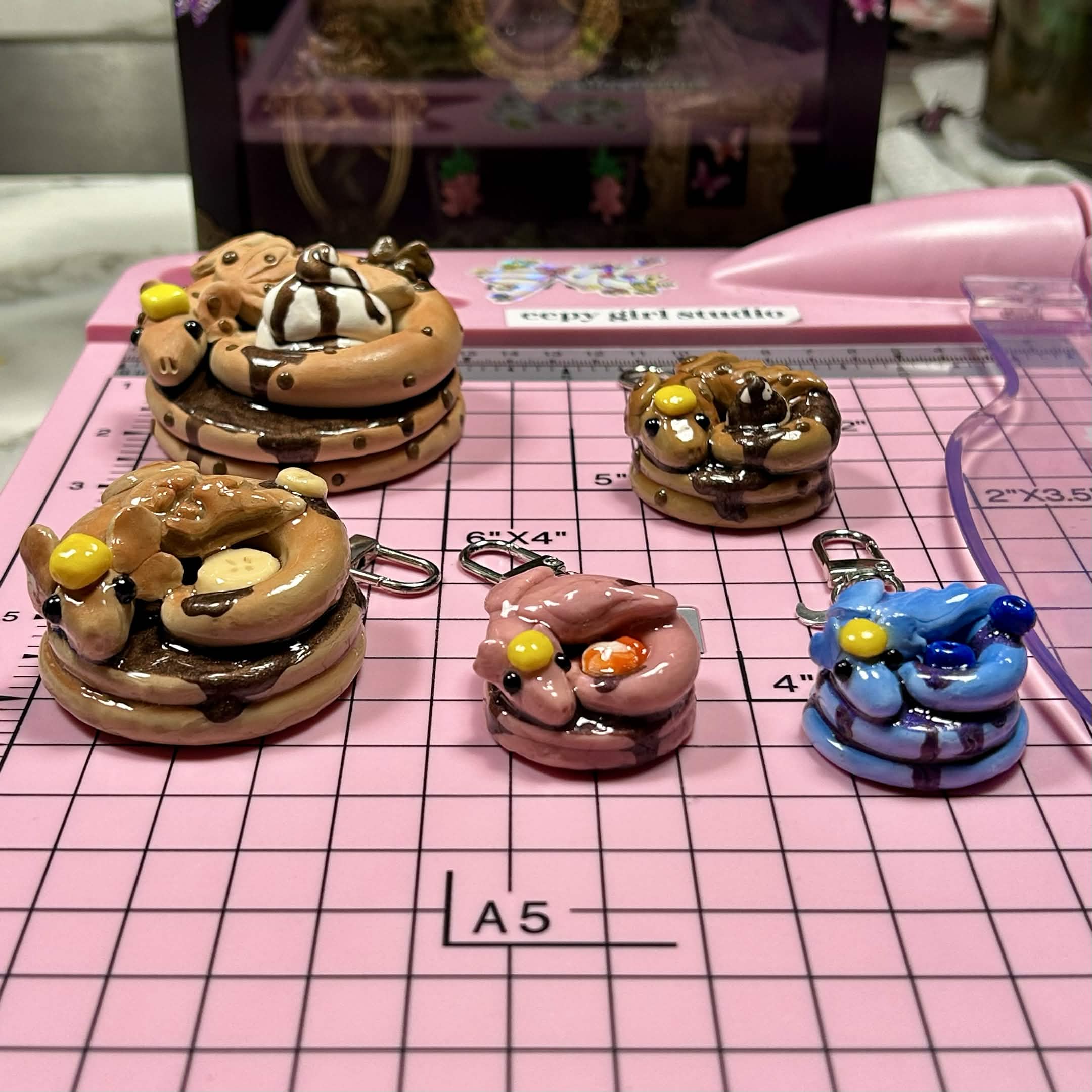Chocolate Chip Pancake Dragon Mini Keychain
