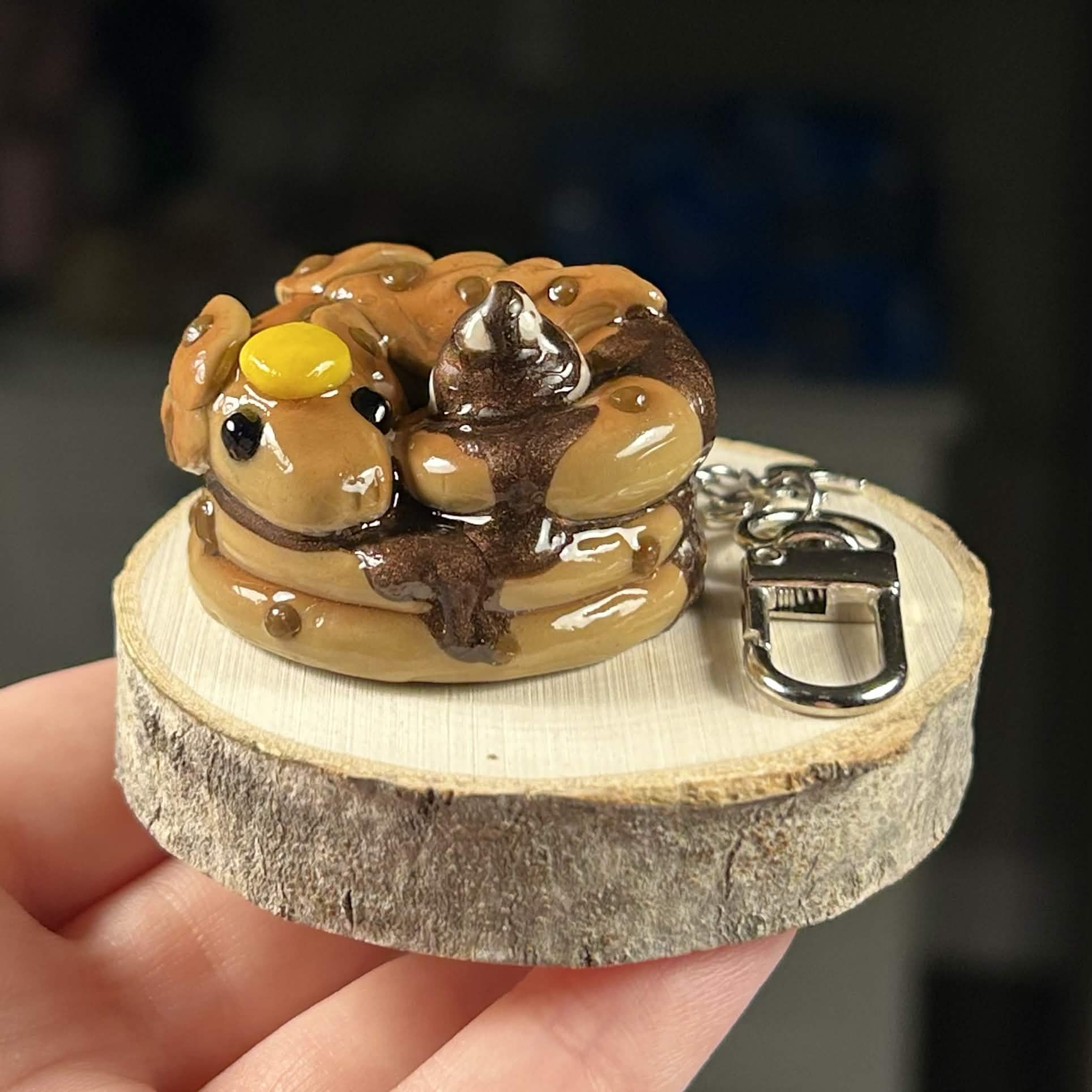 Chocolate Chip Pancake Dragon Mini Keychain