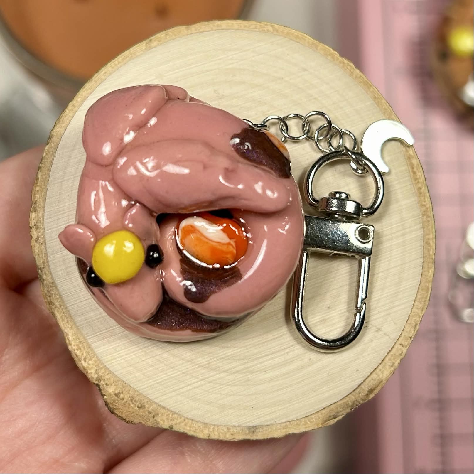 Strawberry Pancake Dragon Mini Keychain