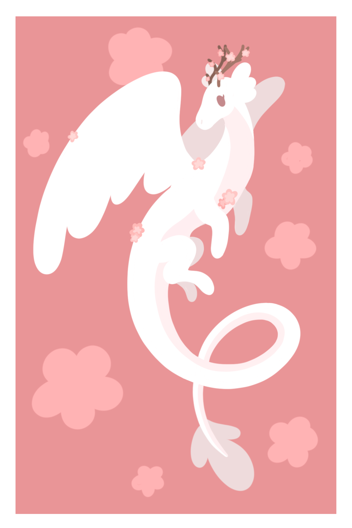 Sakura Dragon 🌸 Whimsical Art Print