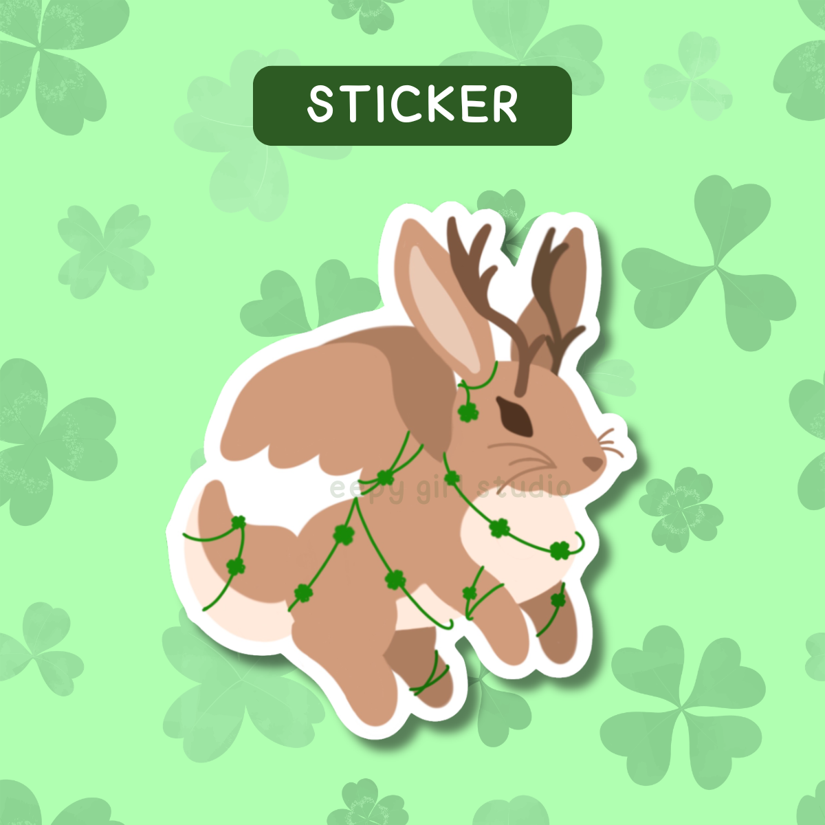 Lucky Jackalope Sticker 🍀